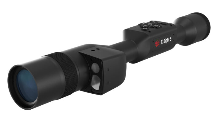 opplanet atn x sight 5 lrf 5 25x uhd smart day night hunting rifle scope 30mm tube w gen 5 sensor multiple patterns color options reticle black dgwsxs5255lrf m scaled